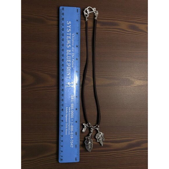 Artisan Original Handmade Silver Acorn & Leaves Pendant Necklace W/ Leather Cord - Picture 8 of 12